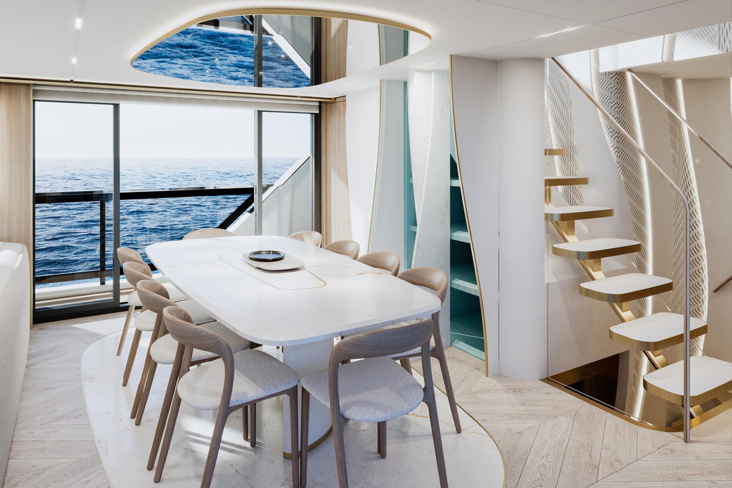 Majesty 100 Terrace Dining Area - Gulf Craft at Dubai International Boat Show 2025